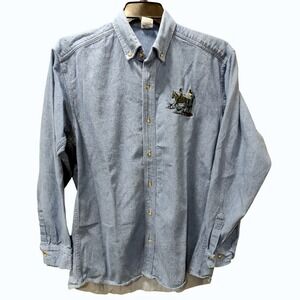 Frame of Mind Denim Shirt M Horses Embroidery Button Down Western Top‎